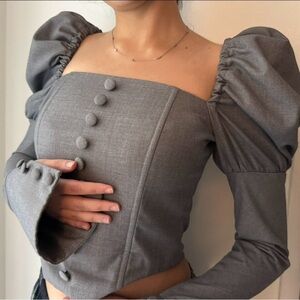 Chic Gray Corset Blouse
